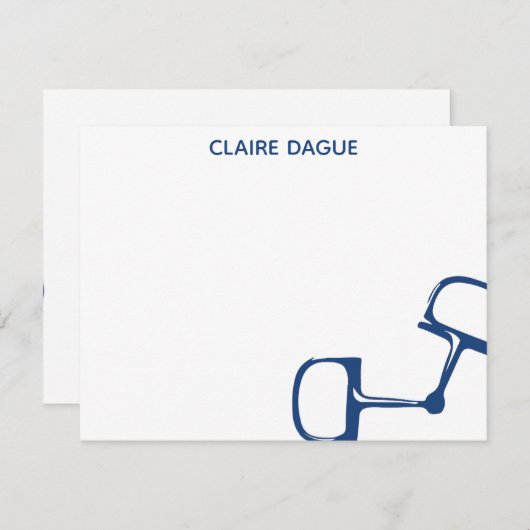 Big Dee Snaffle Bit Horse Notecard - Marine Bedankkaart (Voorkant / Achterkant)