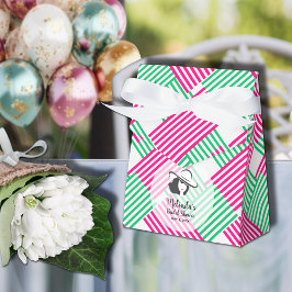 Big Derby Pet Lady Hot Pink Green Stripes Tent Bedankdoosjes