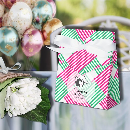 Big Derby Pet Lady Hot Pink Green Stripes Tent Bedankdoosjes