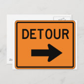 Big Detour Right Street Sign Briefkaart (Voorkant / Achterkant)