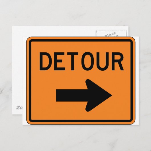 Big Detour Right Street Sign Briefkaart (Voorkant / Achterkant)