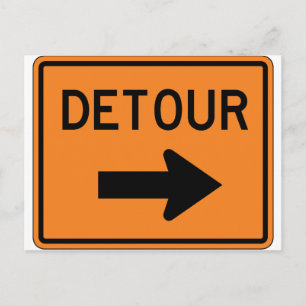 Big Detour Right Street Sign Briefkaart
