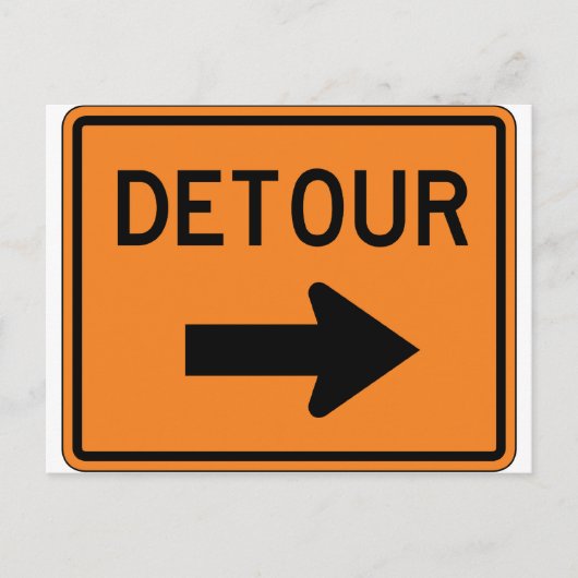 Big Detour Right Street Sign Briefkaart (Voorkant)