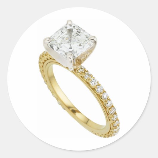 Big Diamond Verloving Ring Hint Ronde Sticker (Voorkant)