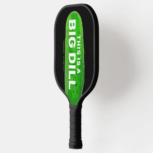 Big Dill Cartoon Funny Personalized Black Pickleball Paddle (Links)
