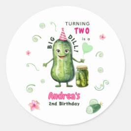 Big Dill Pickle Girl Birthday Any Age Ronde Sticker