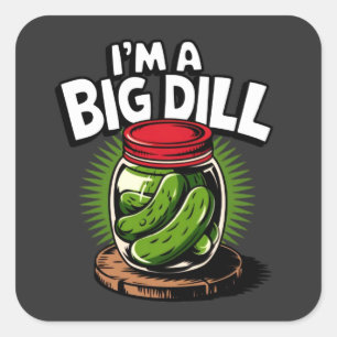 Big Dill Pickle Jar Graphic voor Pickle Lovers Vierkante Sticker