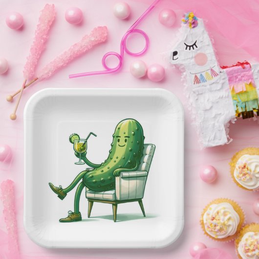 Big Dill Pickle met een cocktail Papieren Bordje (Feest)