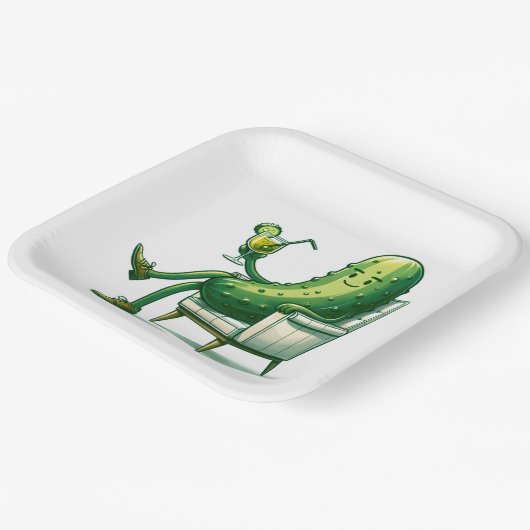 Big Dill Pickle met een cocktail Papieren Bordje (Gebogen)