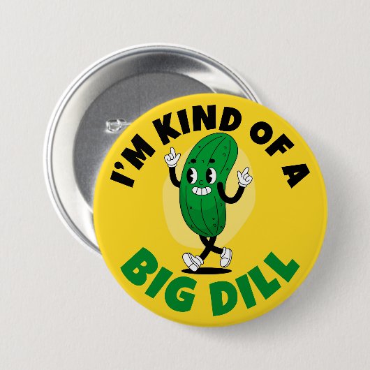 Big Dill Pickle Pun Button (Voorkant /achterkant)