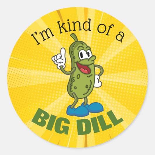 Big Dill Pickle Pun Button Ronde Sticker (Voorkant)