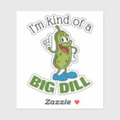 Big Dill Pickle Pun Button Sticker (Vel)