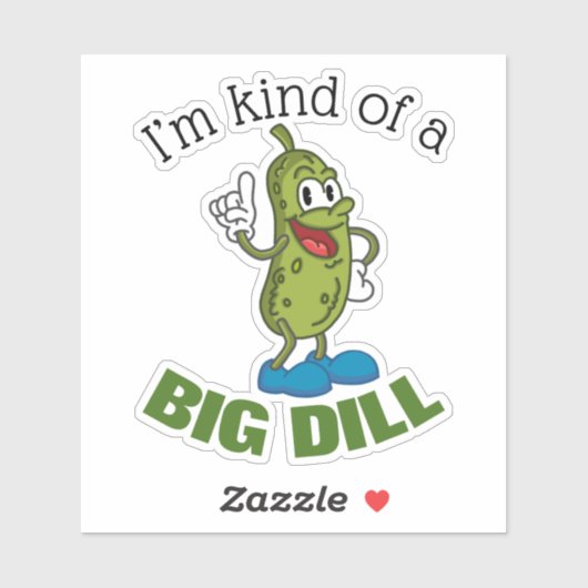 Big Dill Pickle Pun Button Sticker (Vel)