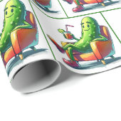 Big Dill Pickle zittend in een stoel Cadeaupapier (Rol Hoek)