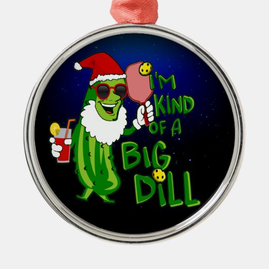 Big Dill PIckleball Santa Kerstmis Metalen Ornament (Voorkant)