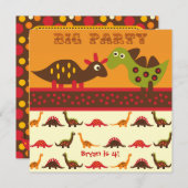 Big Dino Rock Party Dinosaur Birthday - uitnodigin Kaart (Voorkant / Achterkant)