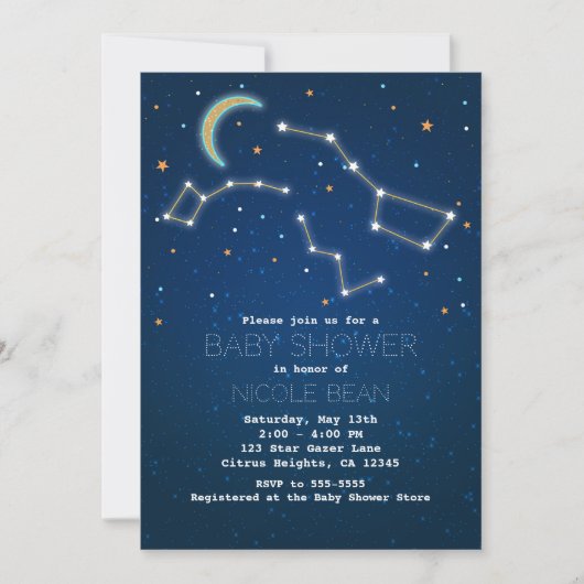 Big Dipper Star Gazing Constellation Baby shower Kaart (Voorkant)