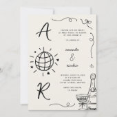 Big Disco Monogram Frans Leuk Hand Getekend Huweli Kaart (Voorkant)