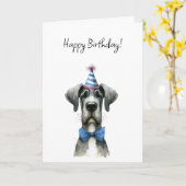 Big Dog in a Tiny Birthday Party Hat and Bowtie Kaart (Gele Bloem)