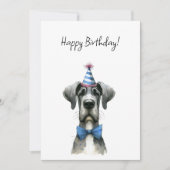 Big Dog in a Tiny Birthday Party Hat and Bowtie Kaart (Voorkant)