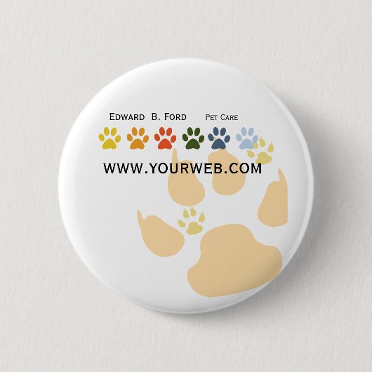 Big Dog | Kleine puppy Paws Animal Care Groomer Ronde Button 5,7 Cm (Voorkant)