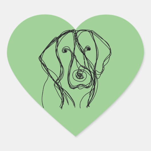 Big Dog Minimalist Line Heart Sticker (Voorkant)