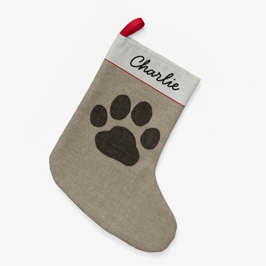 Big Dog Paw Print | Cute Canine Lover's Holiday Kleine Kerstsok (Voorkant (Hangend))