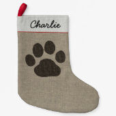 Big Dog Paw Print | Cute Canine Lover's Holiday Kleine Kerstsok (Voorkant)
