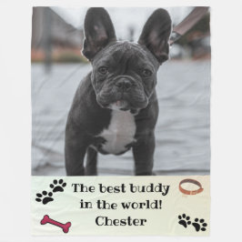 Big dog photo with text fleece deken