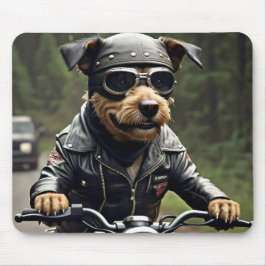 Big Dog Riding Motorcycle Muismat