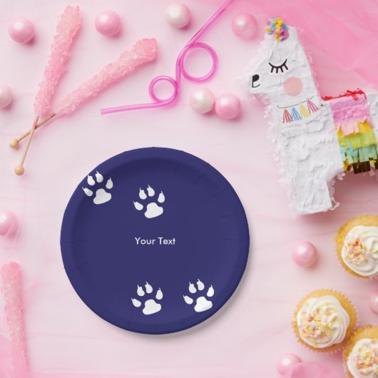 Big Dog schildert afdrukken op blauw Papieren Bordje (Feest)