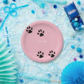 Big Dog schildert afdrukken op roze Papieren Bordje (Feest)