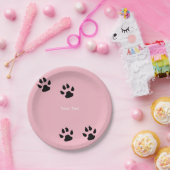 Big Dog schildert afdrukken op roze Papieren Bordje (Feest)