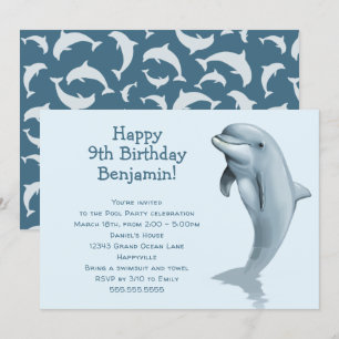 Big Dolphin Kids Birthday Party Kaart