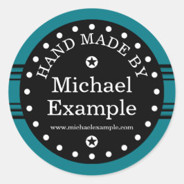 Big Dot & Stripes zwart + je rug. en ideeën Ronde Sticker