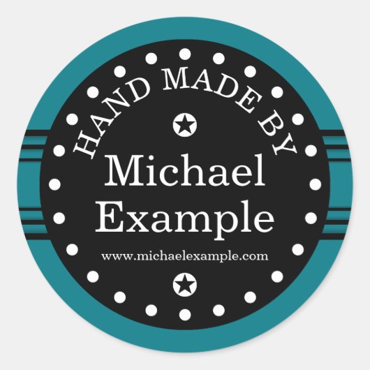 Big Dot & Stripes zwart + je rug. en ideeën Ronde Sticker (Voorkant)