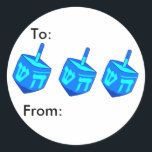 Big Dreidel Package Sticker<br><div class="desc">Een groot blauw droommodel herinnert iedereen eraan dat de feestdag van de lichten hier is! Happy Chanukah</div>