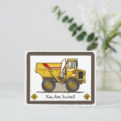 Big Dump Truck Construction Kinder Party Invitatio Kaart (Staand voorkant)