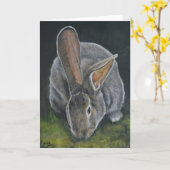 Big Ears Bunny Animal Art Wenskaart Kaart (Gele Bloem)