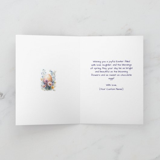 Big Easter Egg en twee konijntjes groen Feestdagen Kaart (Binnen)