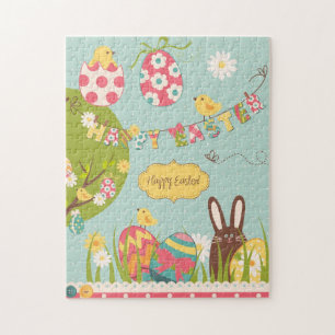 Big Easter set met schattig chocoladekonijn Legpuzzel