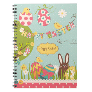 Big Easter set met schattig chocoladekonijn Notitieboek