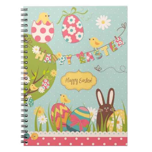 Big Easter set met schattig chocoladekonijn Notitieboek (Voorkant)