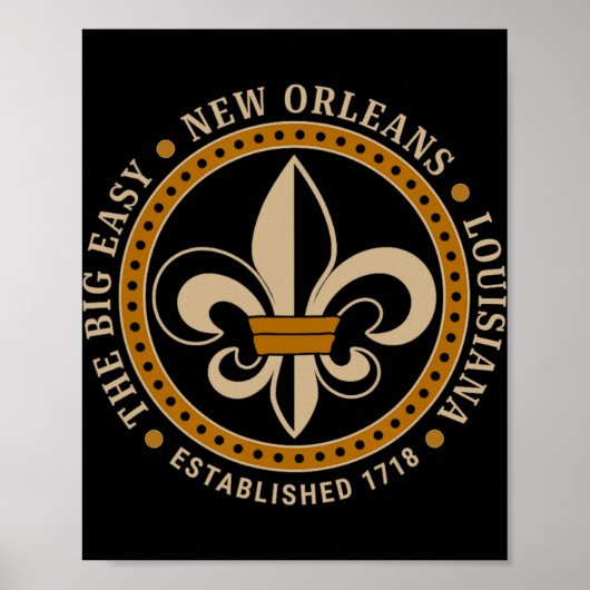 Big Easy New Orleans Louisiana Fleur De Lis Establ Poster (Voorkant)