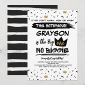 BIG Een Beruchte Eerste Verjaardag Uitnodiging (Voorkant / Achterkant)