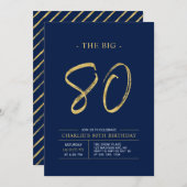 Big Eighty | Goud & Navy Blue 80ste verjaardagsfee Kaart (Voorkant / Achterkant)