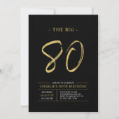 Big Eighty | Goud & Zwart 80ste verjaardagsfeestje Kaart (Voorkant)