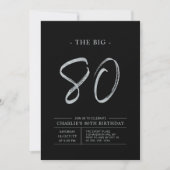 Big Eighty | Zilver & Zwart 80ste verjaardagsfeest Kaart (Voorkant)