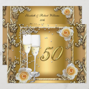 Big Elegant Gold 50th Wedding Jubileum Party Kaart
