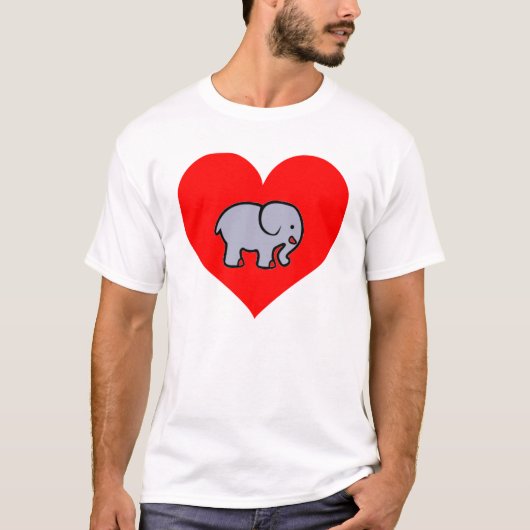 Big Elephant Heart T-sirt T-shirt (Voorkant)